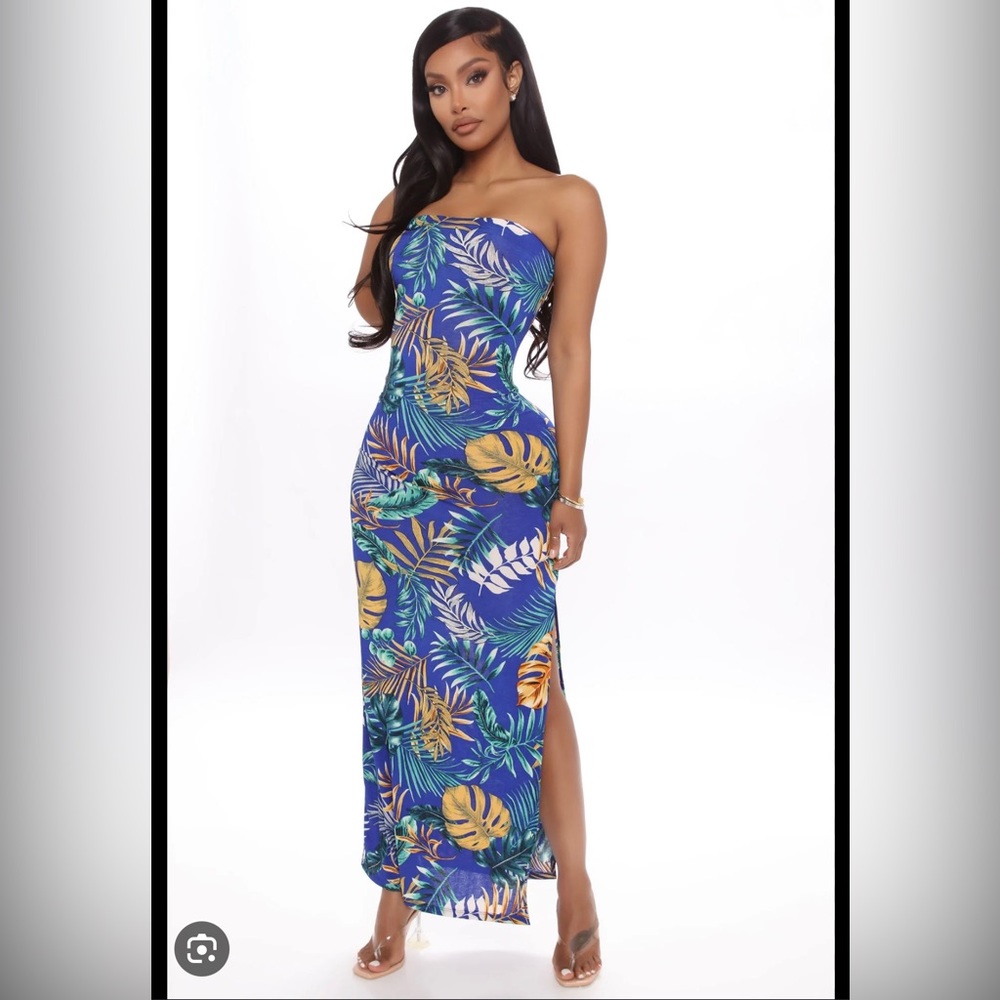 Tropical print maxi dress
